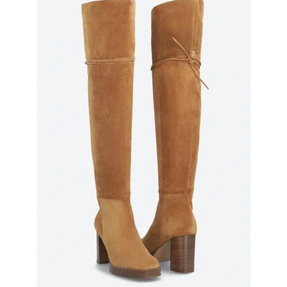 Free People Echo Platform Over-The-Knee Boots Brown Suede Size 38 7.5 NEW NWOB - Picture 2 of 6